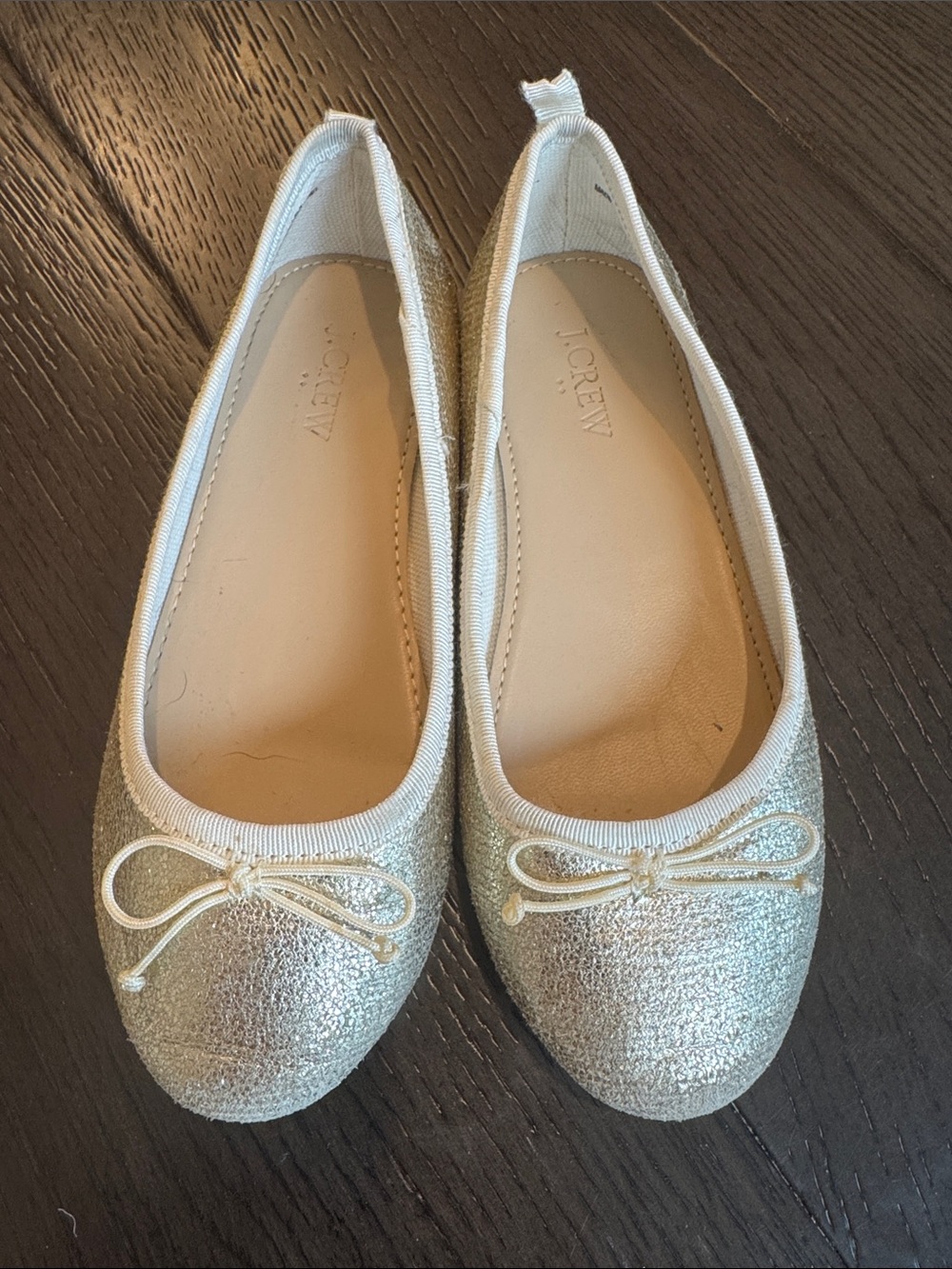 J. Crew Girls Glitter Ballet Flats in Champagne Gold